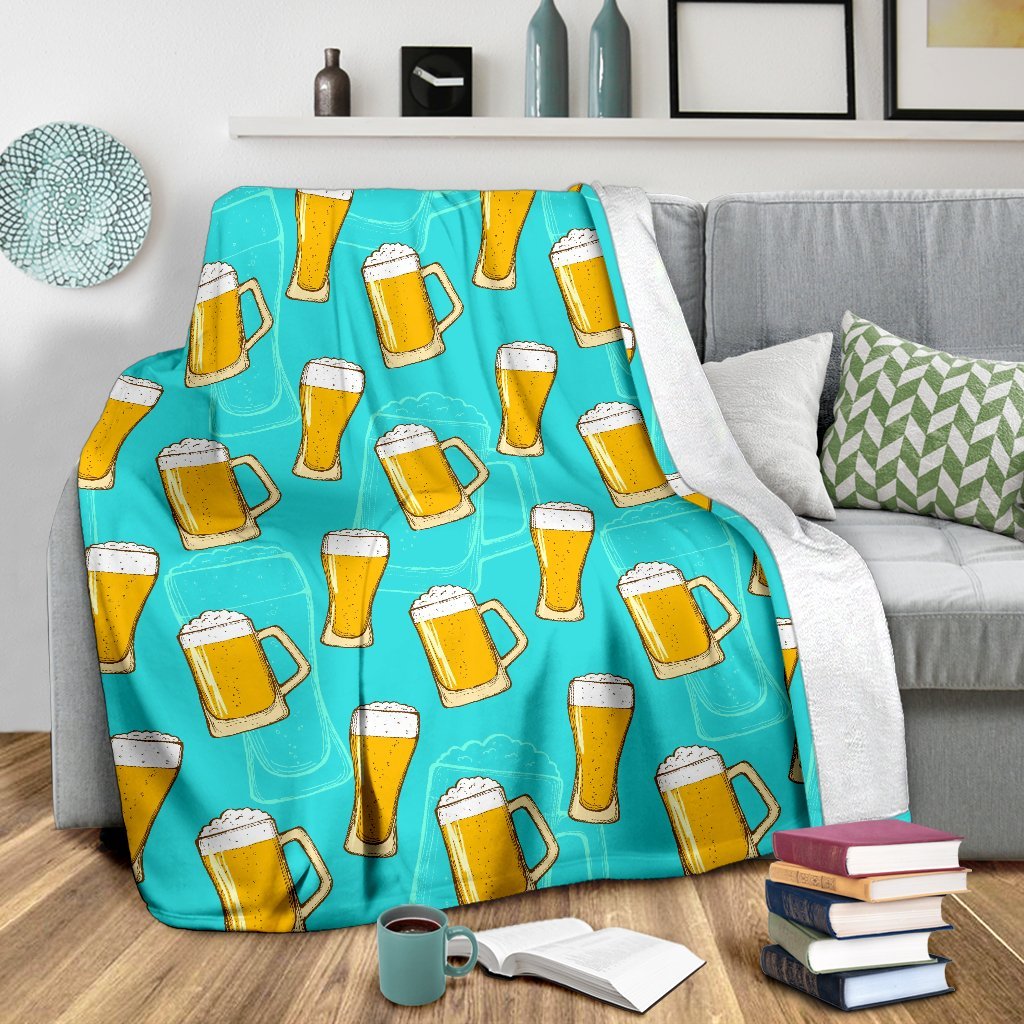 Beer Blue Pattern Print Blanket-grizzshop