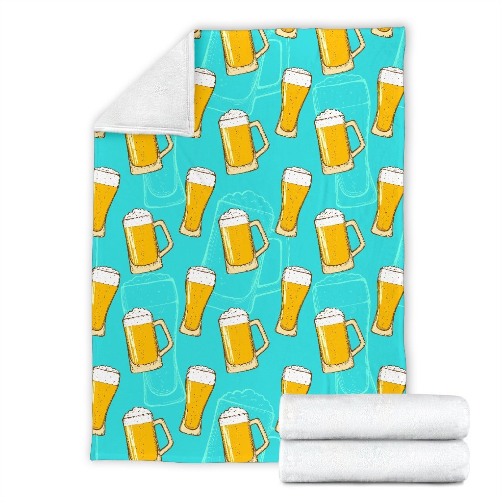 Beer Blue Pattern Print Blanket-grizzshop