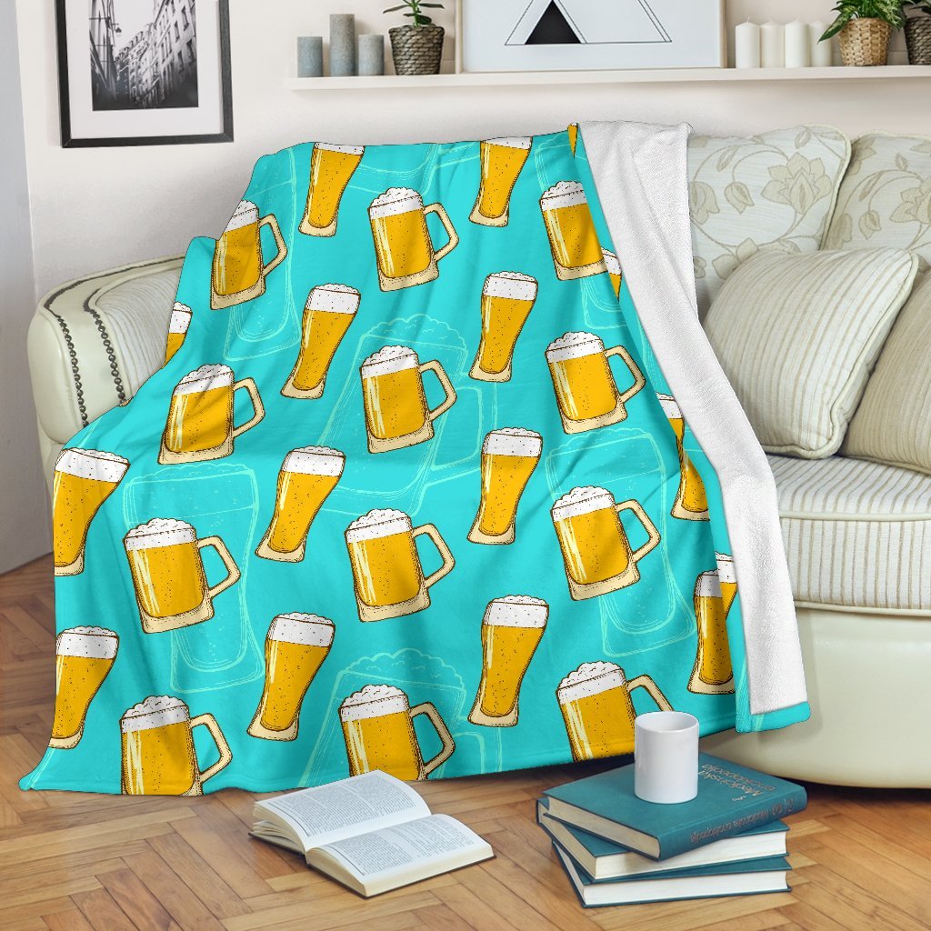 Beer Blue Pattern Print Blanket-grizzshop