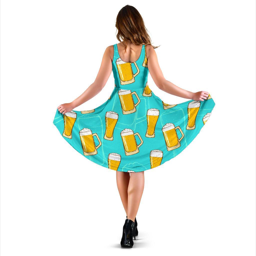 Beer Blue Pattern Print Dress-grizzshop