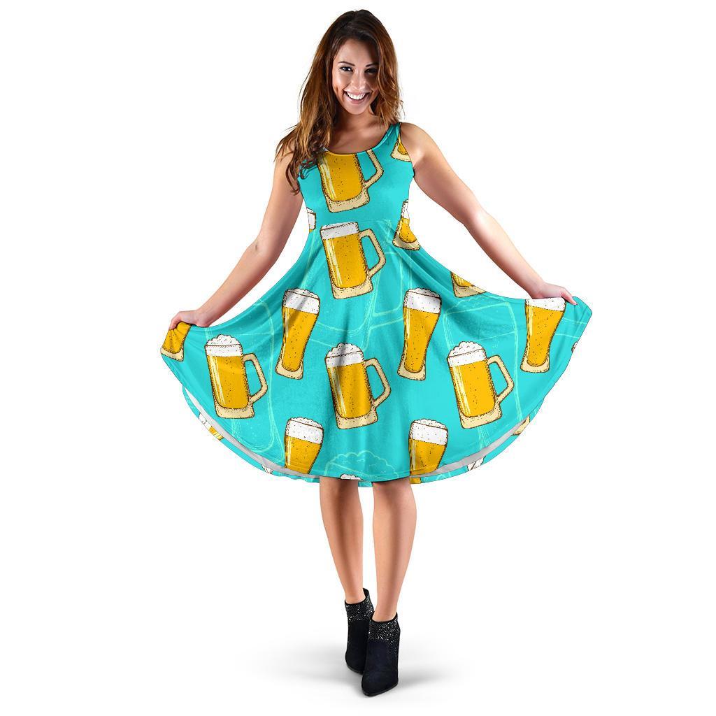 Beer Blue Pattern Print Dress-grizzshop