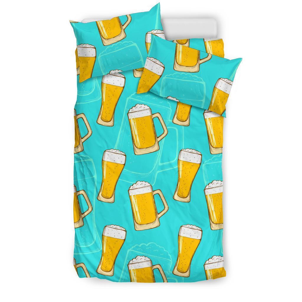 Beer Blue Pattern Print Duvet Cover Bedding Set-grizzshop