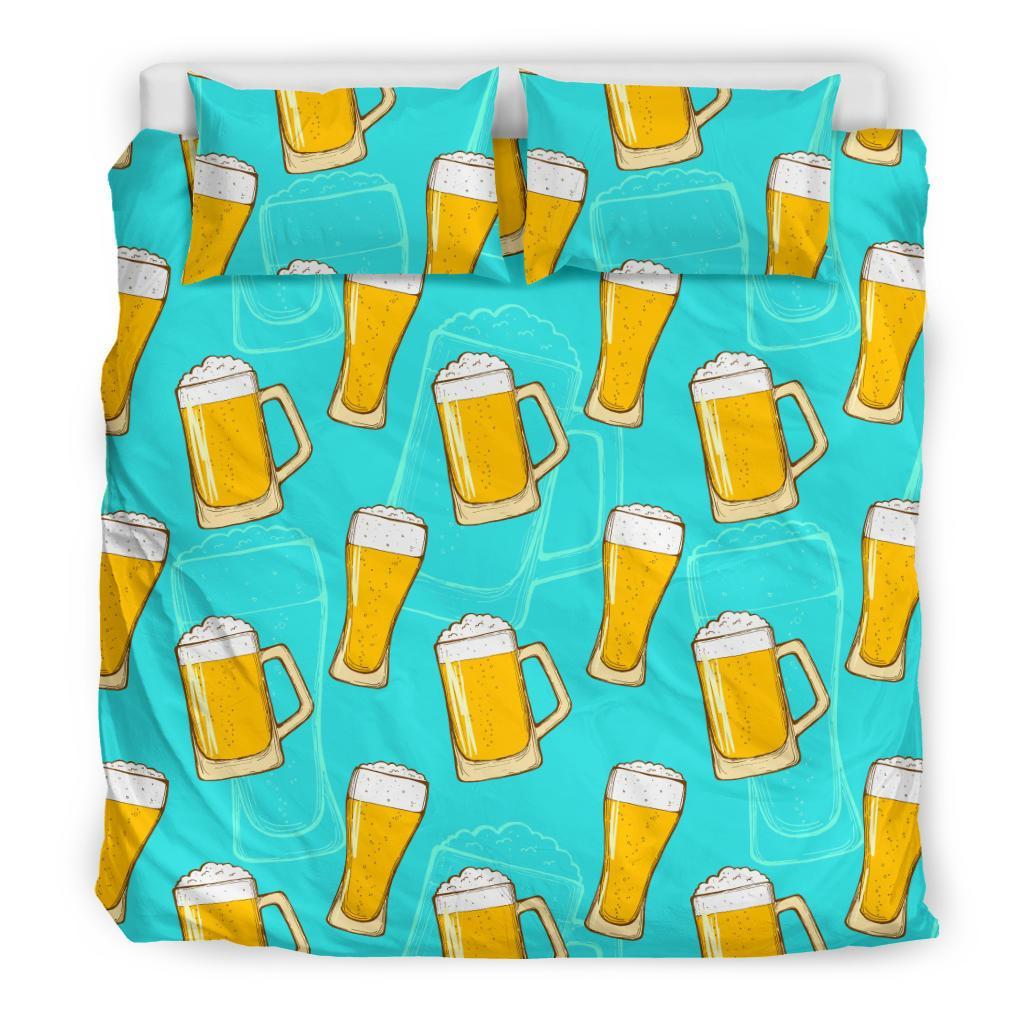 Beer Blue Pattern Print Duvet Cover Bedding Set-grizzshop