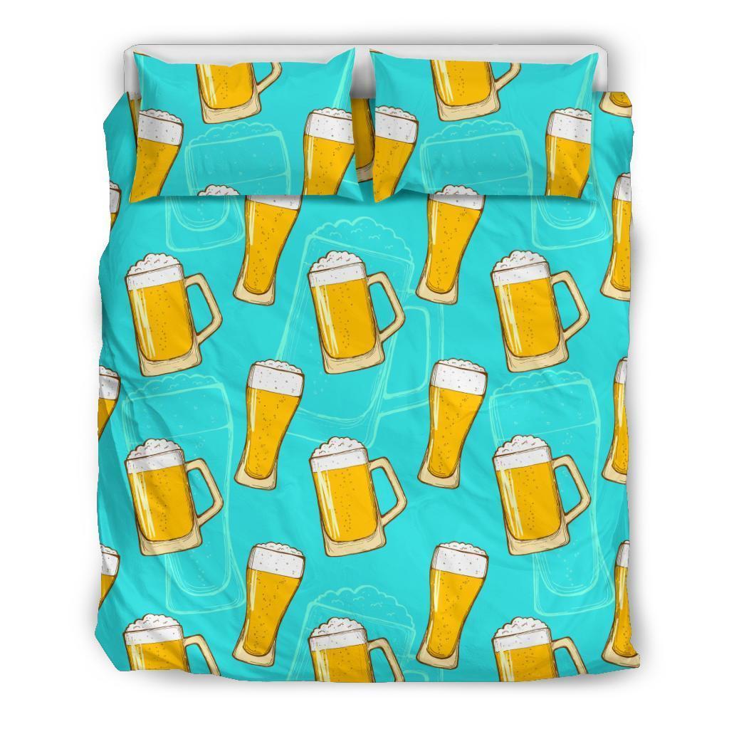 Beer Blue Pattern Print Duvet Cover Bedding Set-grizzshop