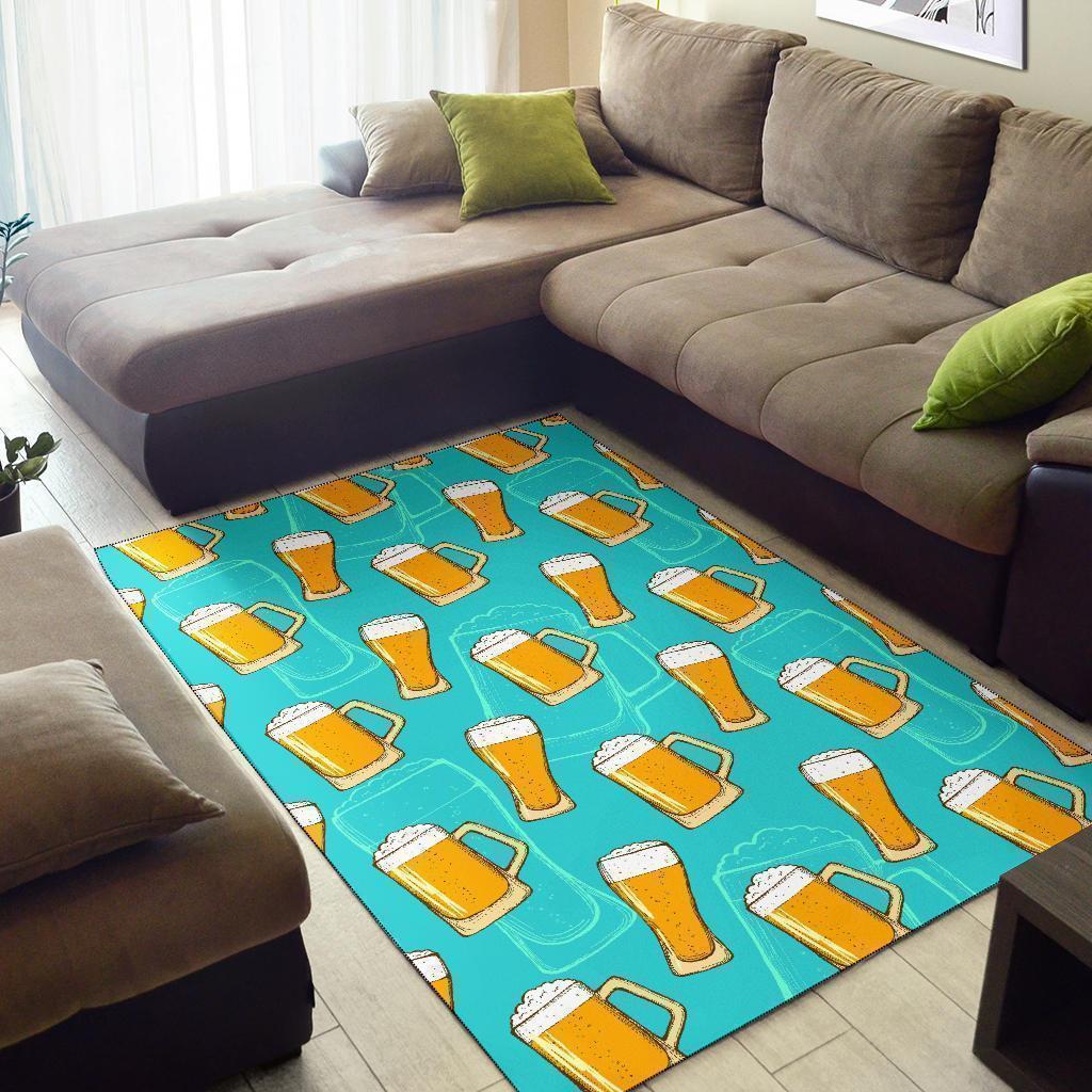 Beer Blue Pattern Print Floor Mat-grizzshop