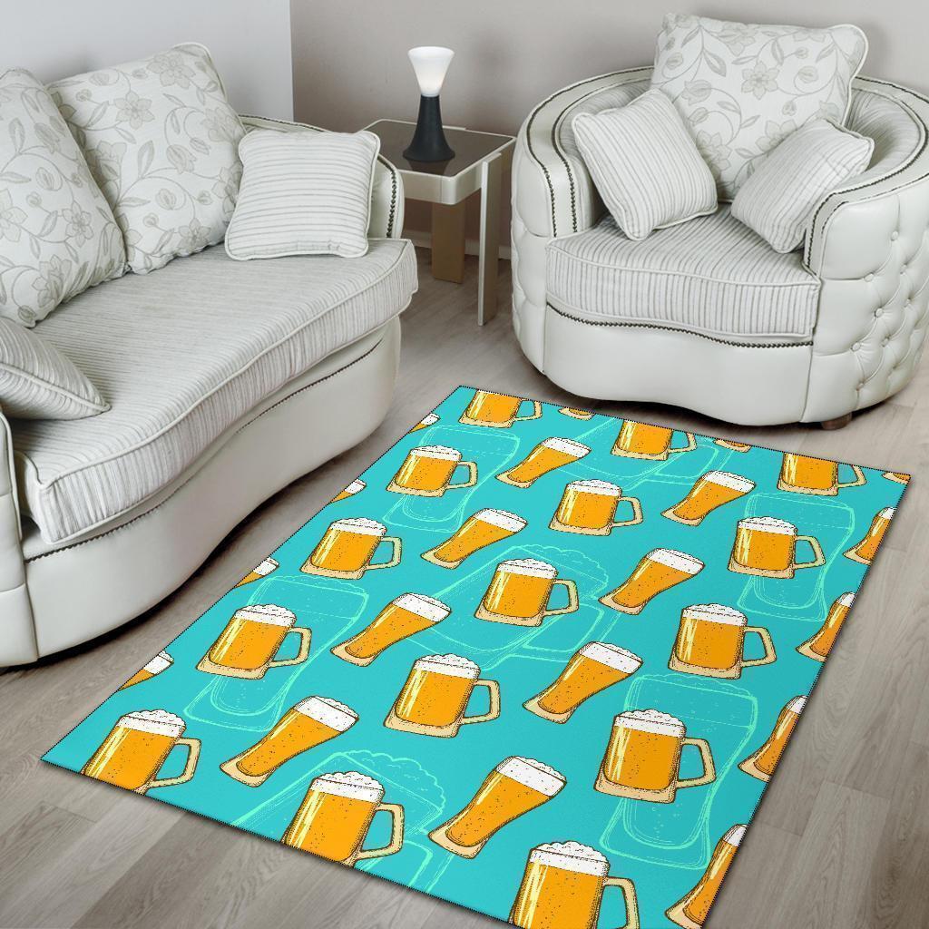 Beer Blue Pattern Print Floor Mat-grizzshop