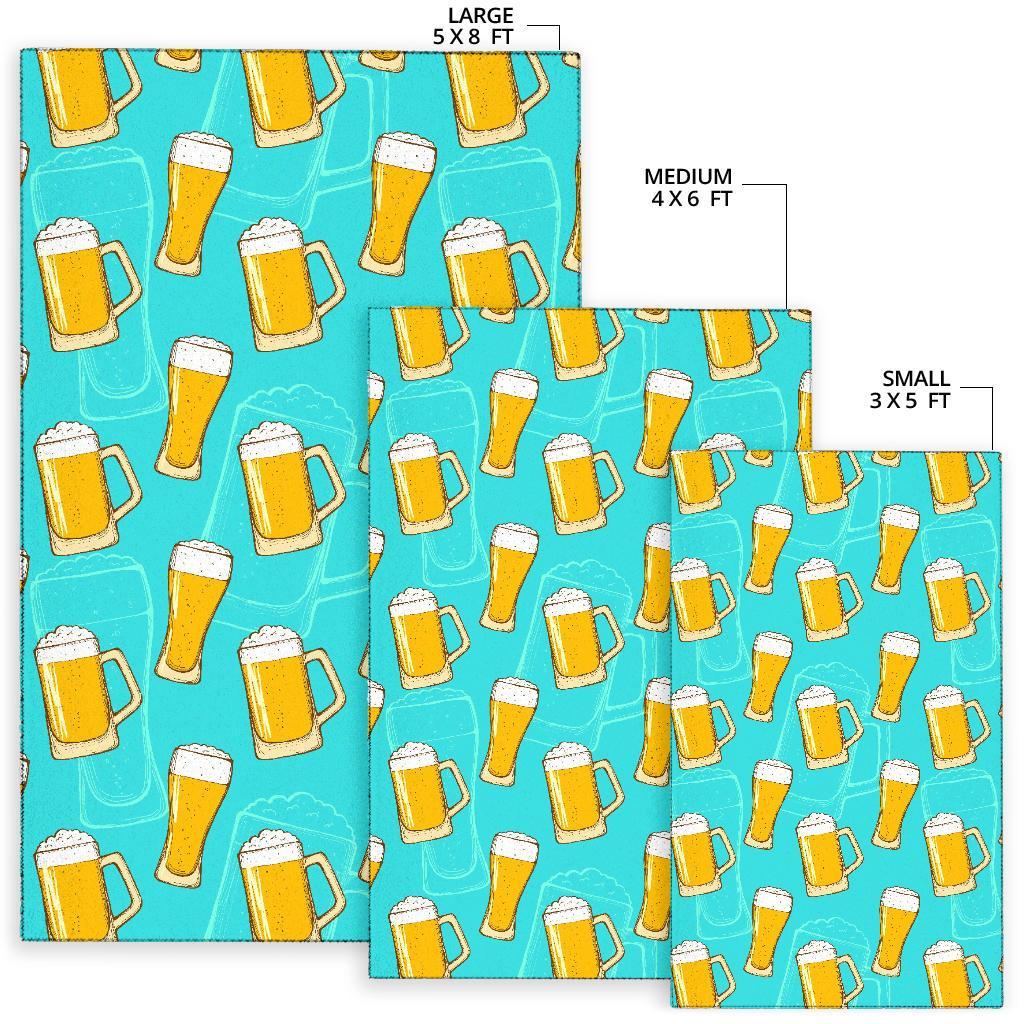 Beer Blue Pattern Print Floor Mat-grizzshop