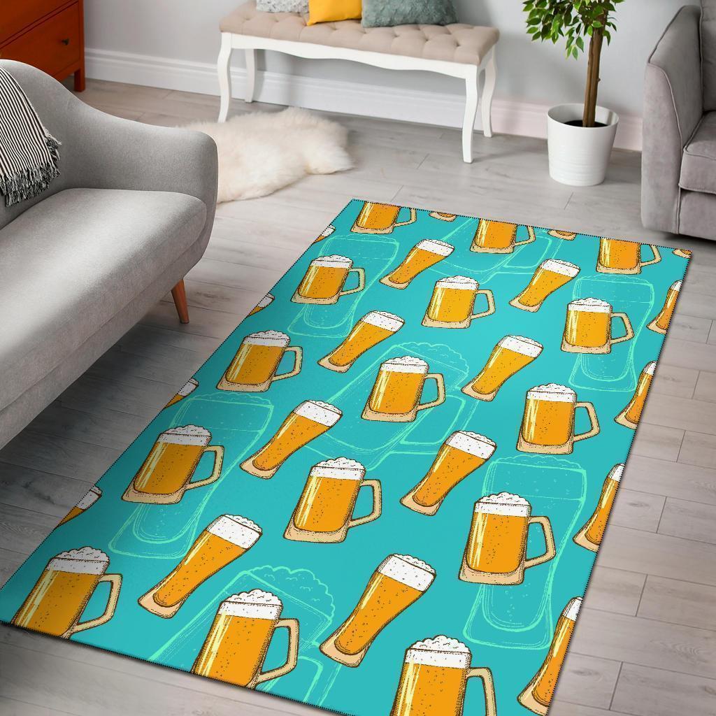 Beer Blue Pattern Print Floor Mat-grizzshop