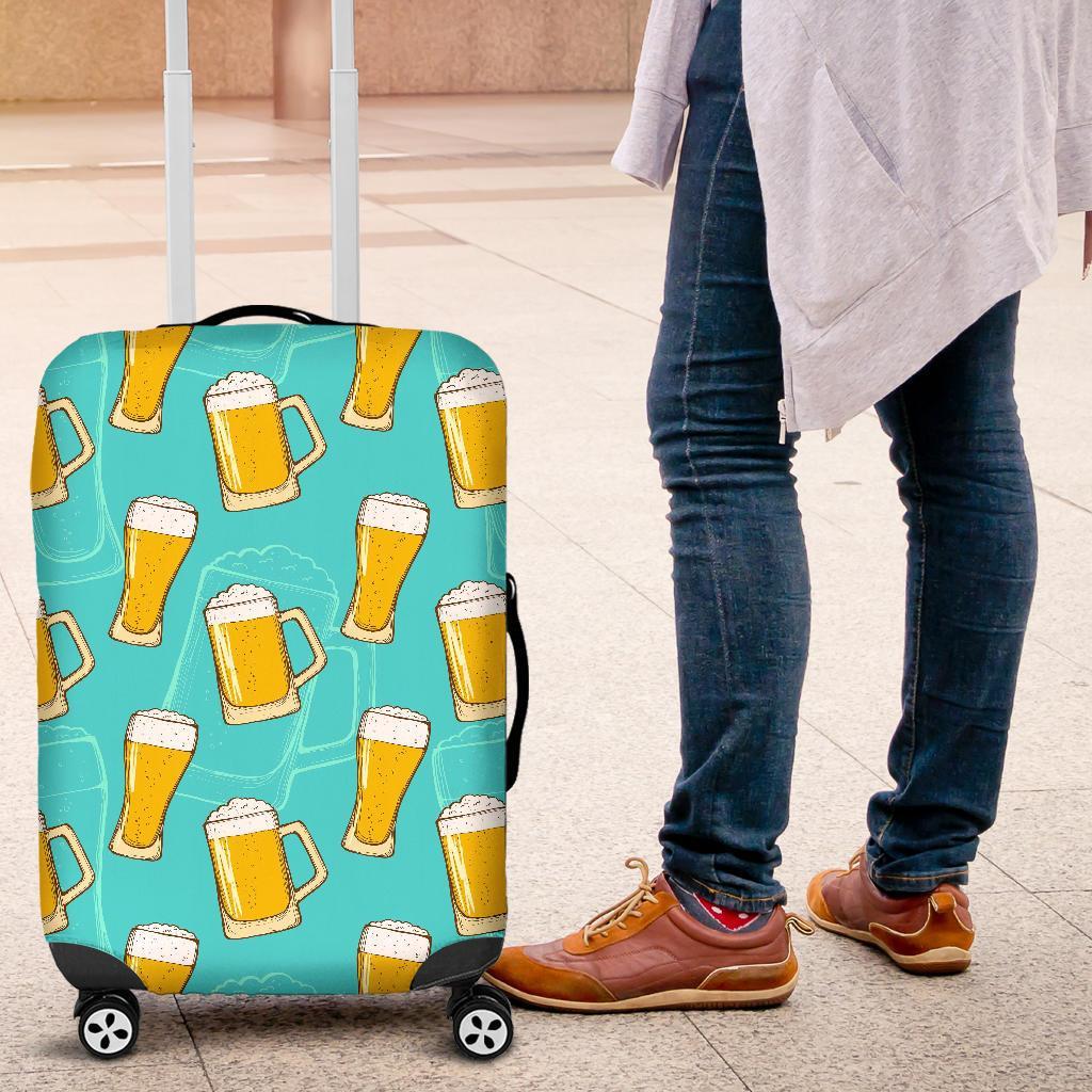 Beer Blue Pattern Print Luggage Cover Protector-grizzshop