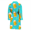 Beer Blue Pattern Print Men Long Robe-grizzshop