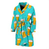 Beer Blue Pattern Print Men Long Robe-grizzshop