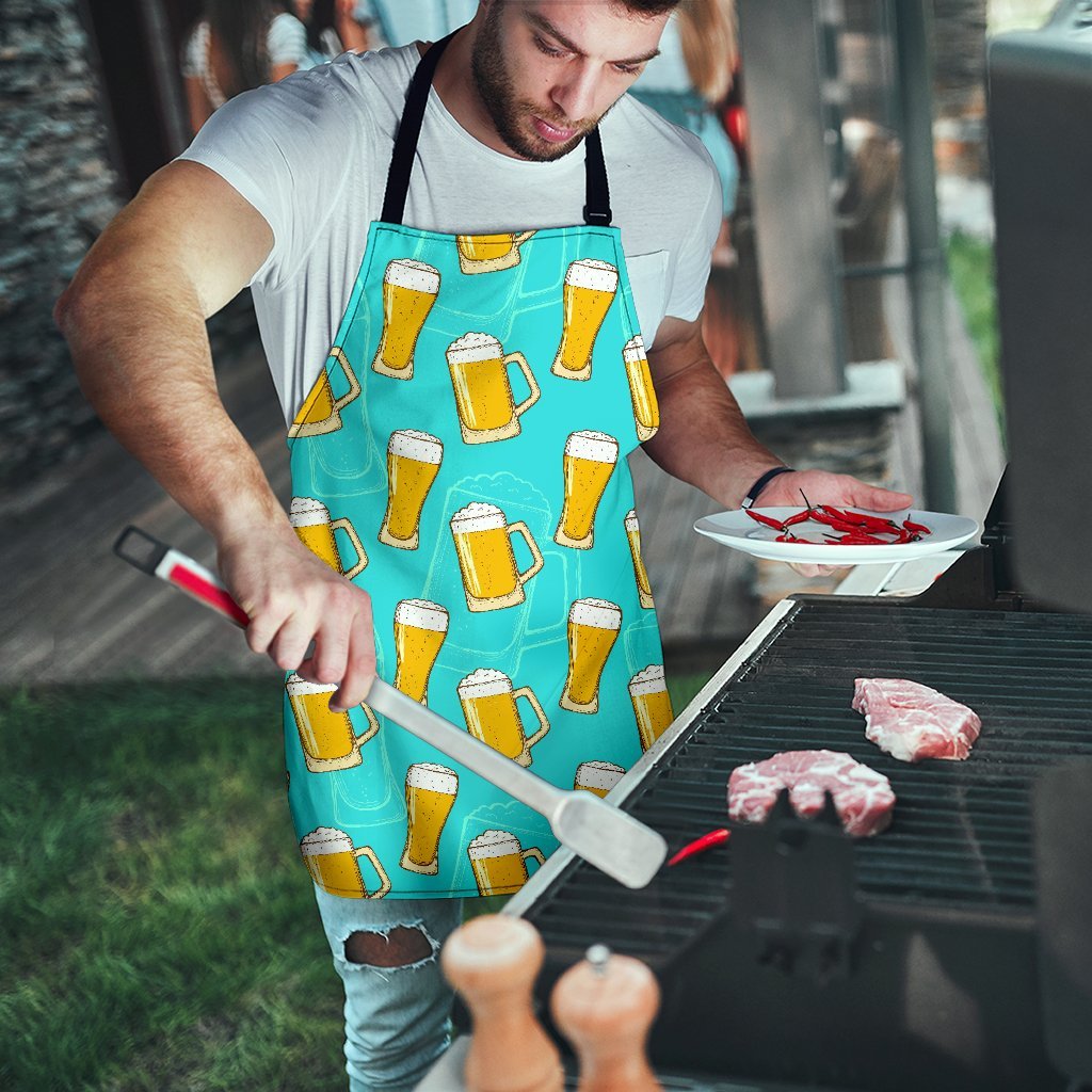 Beer Blue Pattern Print Men's Apron-grizzshop