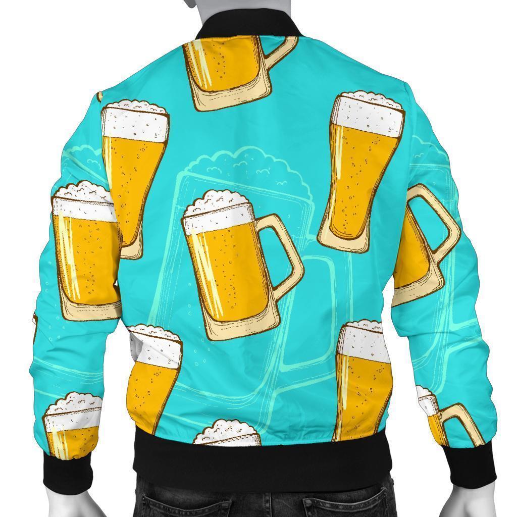 Beer Blue Pattern Print Men's Bomber Jacket-grizzshop