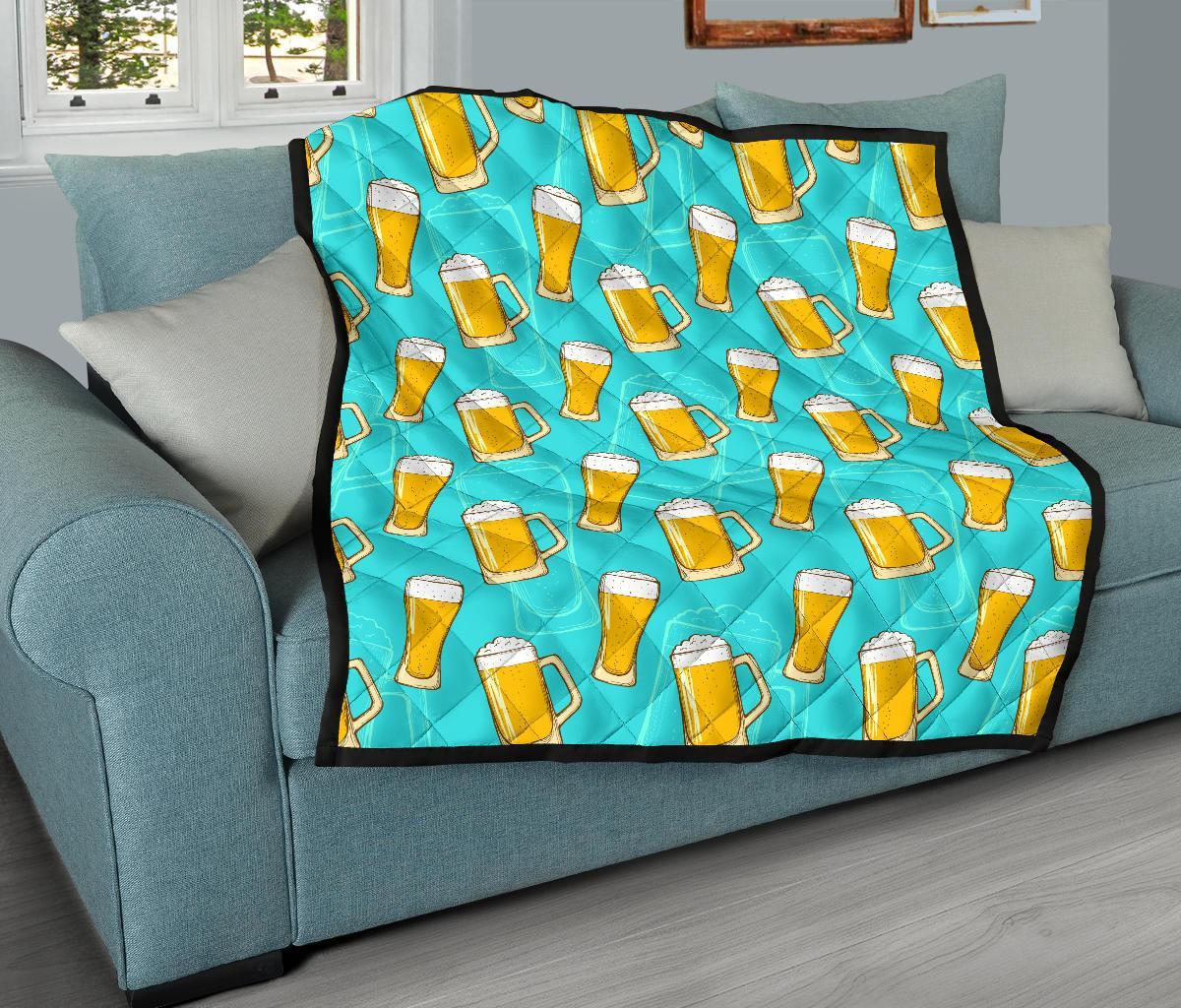 Beer Blue Pattern Print Quilt-grizzshop