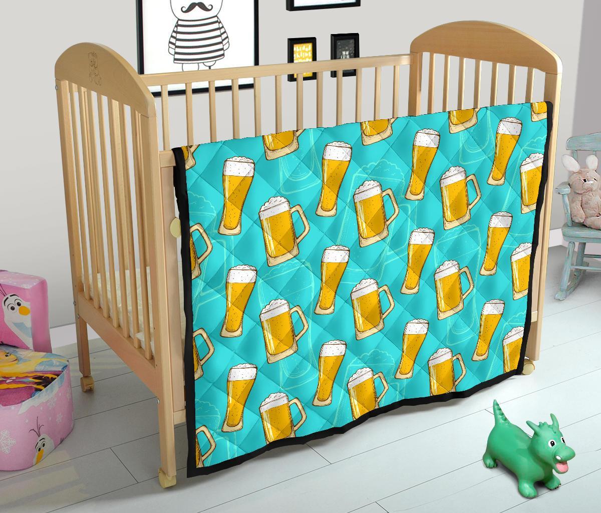 Beer Blue Pattern Print Quilt-grizzshop