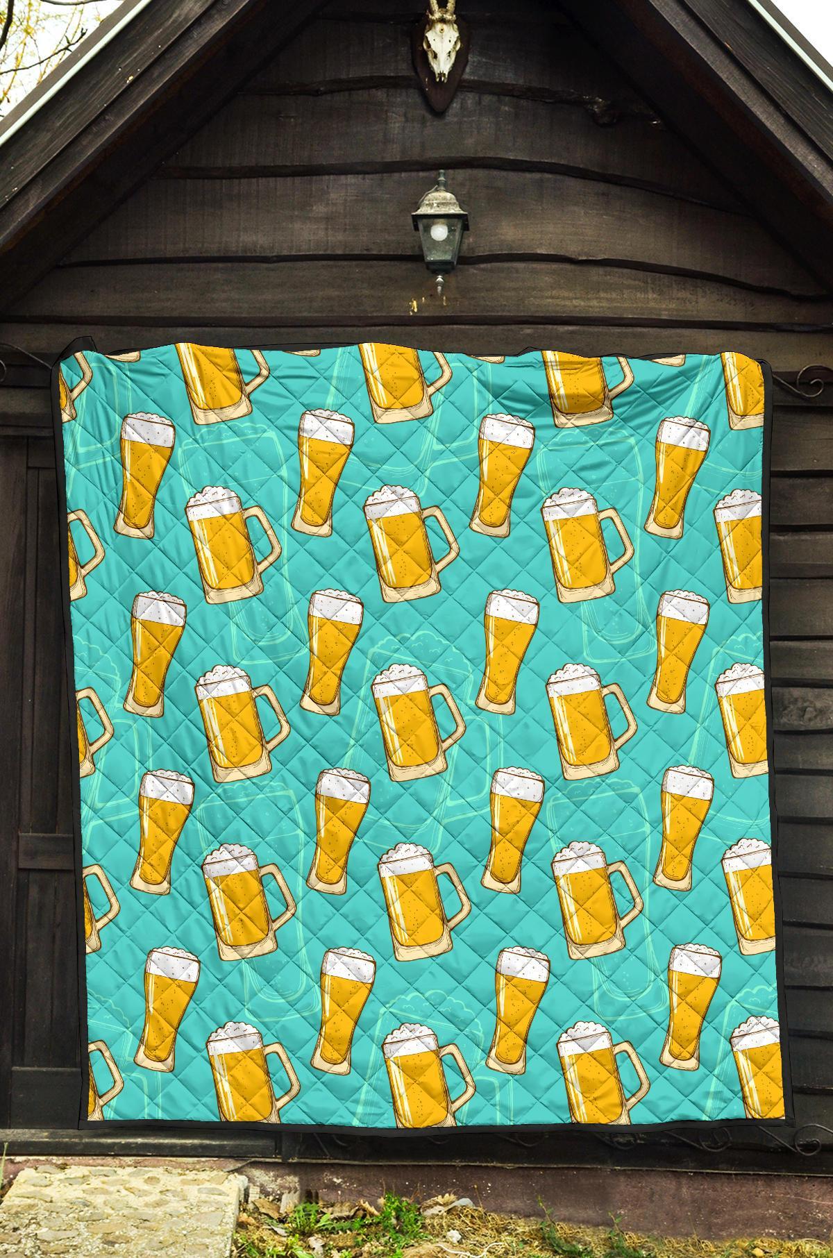 Beer Blue Pattern Print Quilt-grizzshop