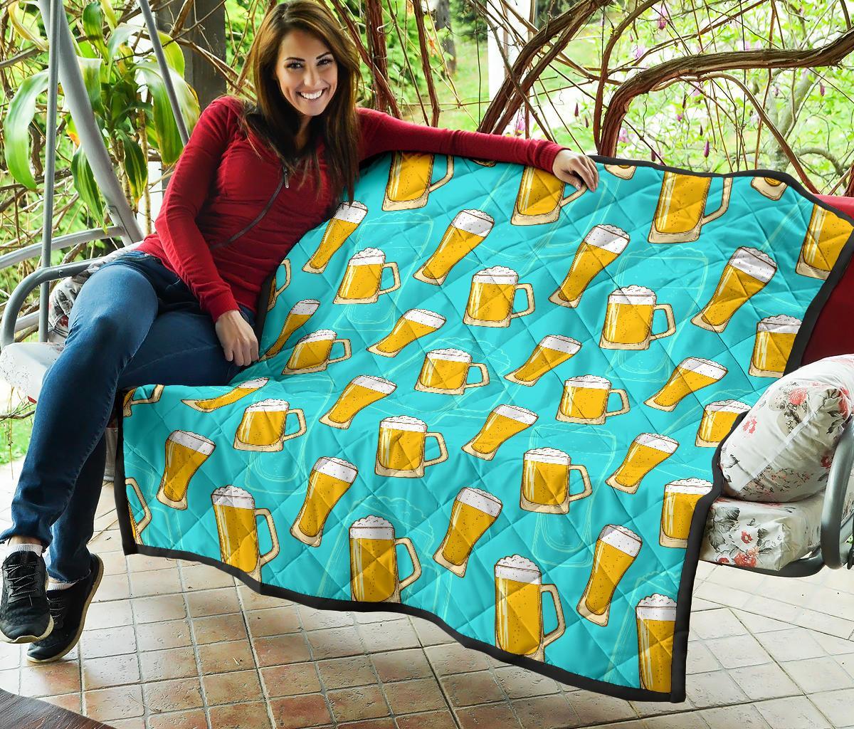 Beer Blue Pattern Print Quilt-grizzshop