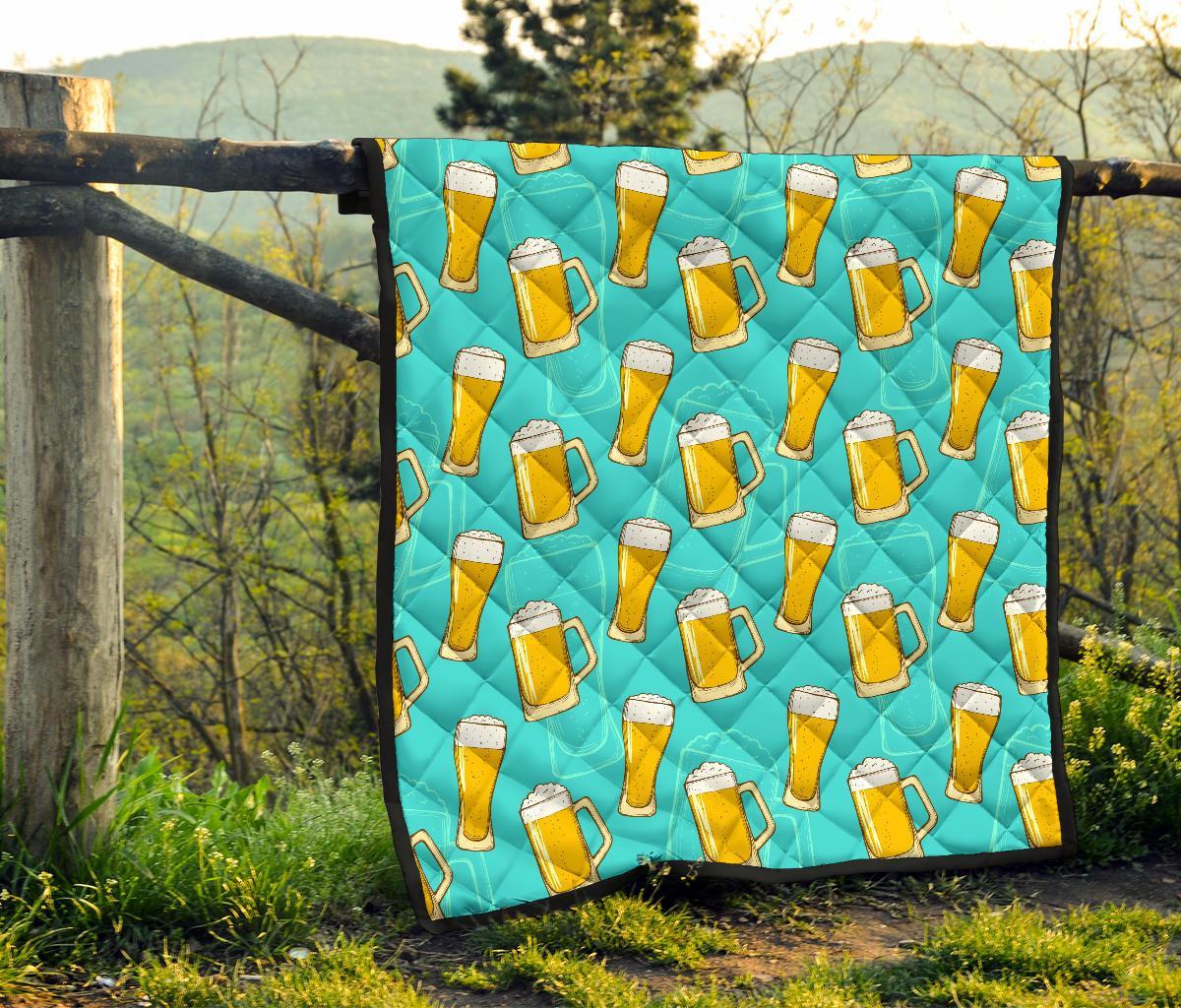 Beer Blue Pattern Print Quilt-grizzshop