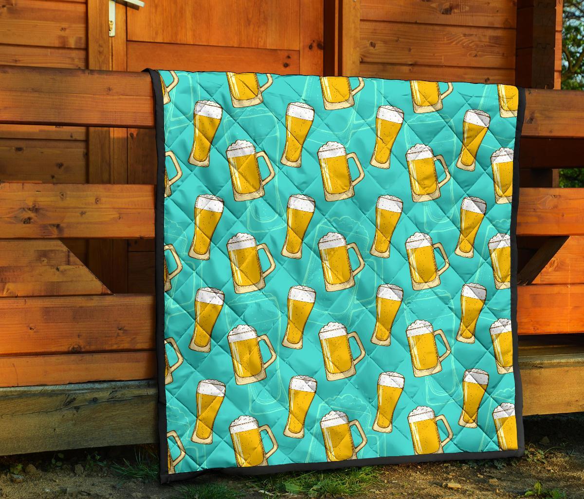 Beer Blue Pattern Print Quilt-grizzshop