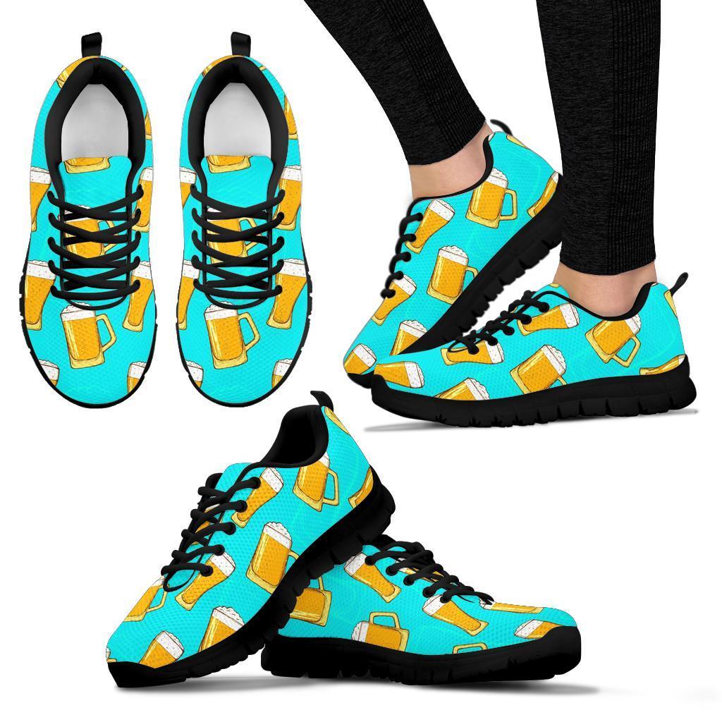 Beer Blue Pattern Print Sneaker Shoes For Men Women-grizzshop