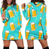 Beer Blue Pattern Print Women Hoodie Dress-grizzshop