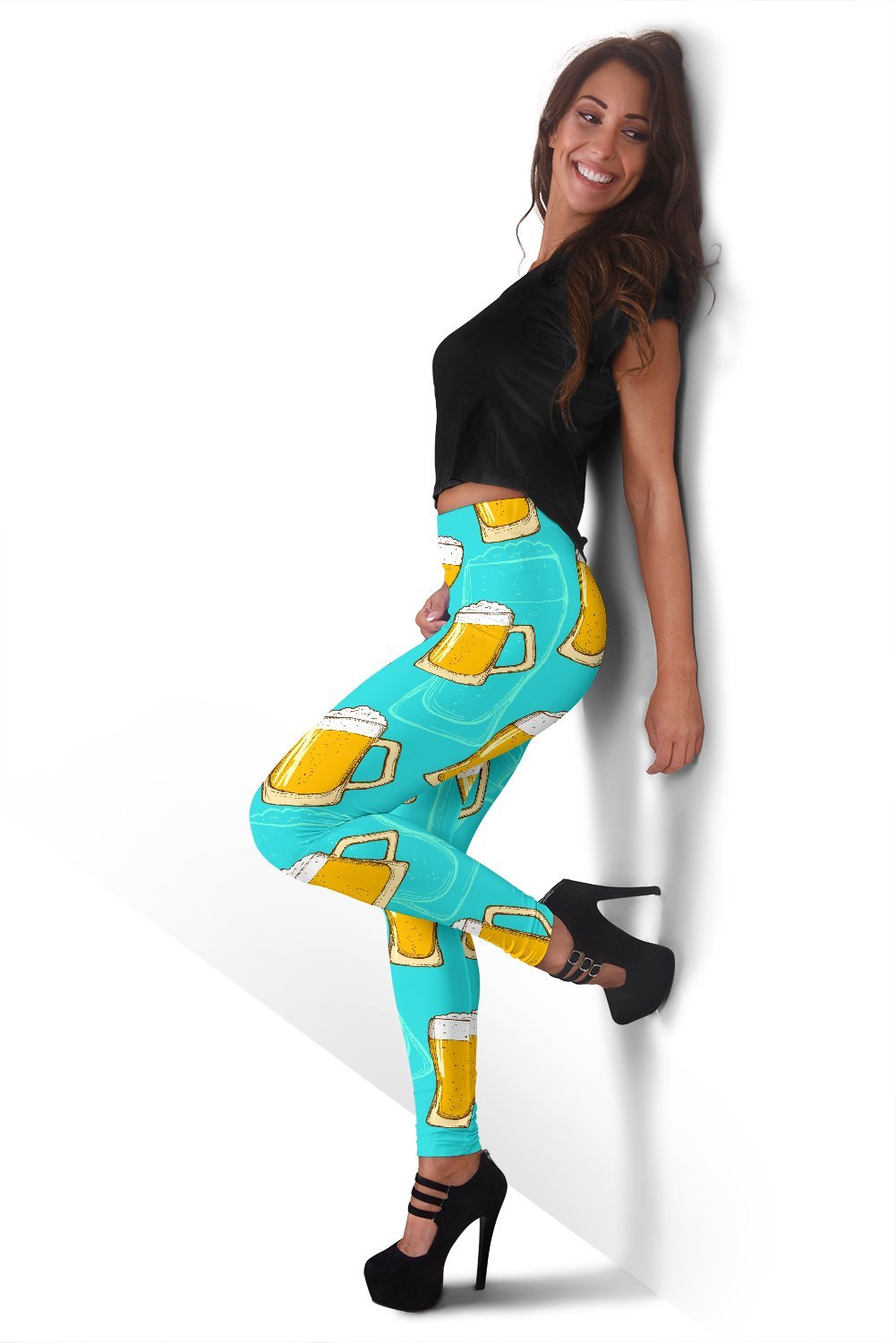 Beer Blue Pattern Print Women Leggings-grizzshop