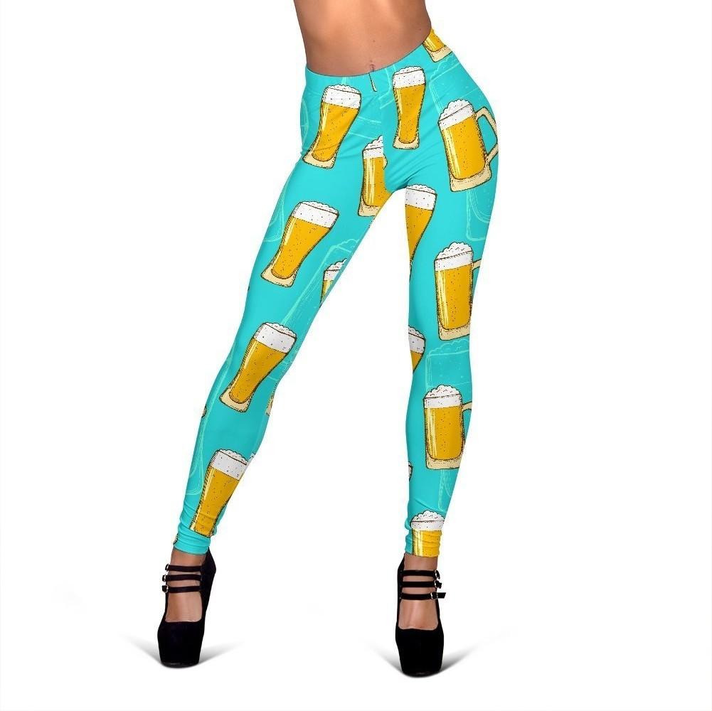 Beer Blue Pattern Print Women Leggings-grizzshop