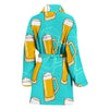 Beer Blue Pattern Print Women Long Robe-grizzshop