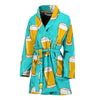 Beer Blue Pattern Print Women Long Robe-grizzshop