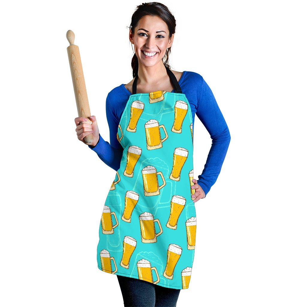 Beer Blue Pattern Print Women's Apron-grizzshop