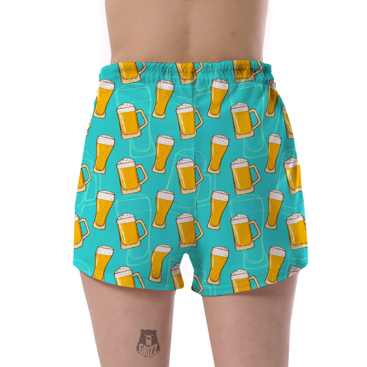 Beer Blue Pattern Print Women's Shorts-grizzshop