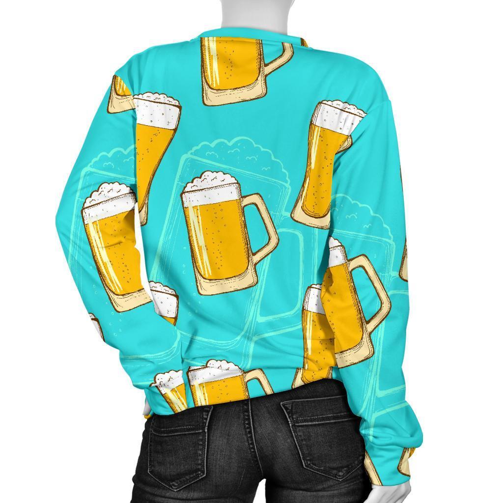 Beer Blue Pattern Print Women's Sweatshirt-grizzshop