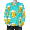 Beer Blue Pattern Print Women's Sweatshirt-grizzshop