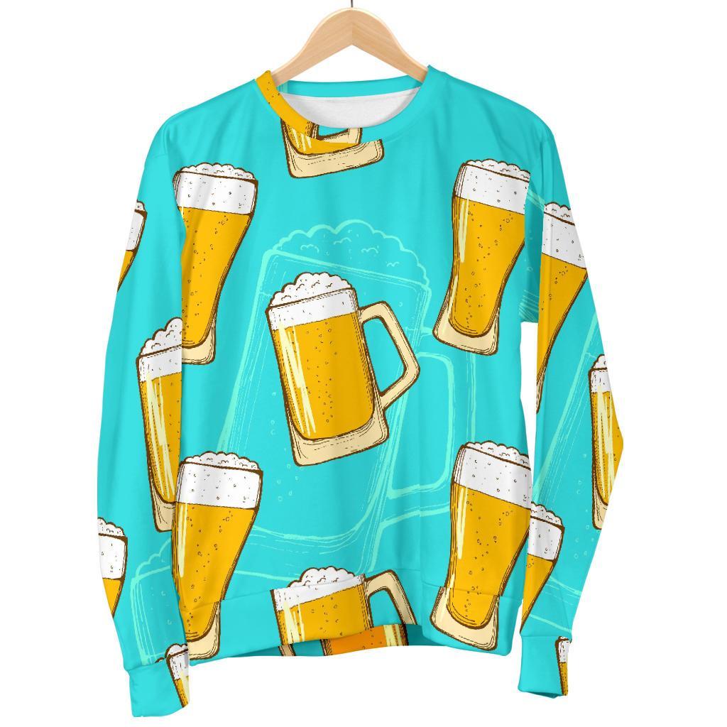 Beer Blue Pattern Print Women's Sweatshirt-grizzshop