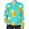 Beer Blue Pattern Print Women's Sweatshirt-grizzshop