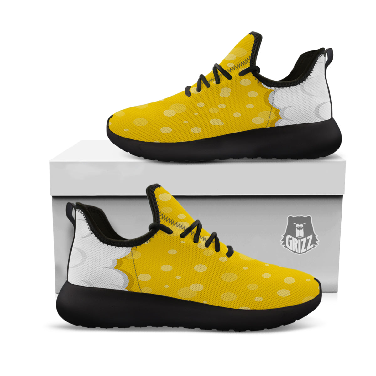 Beer Foam And Bubbles Cartoon Print Black Athletic Shoes-grizzshop