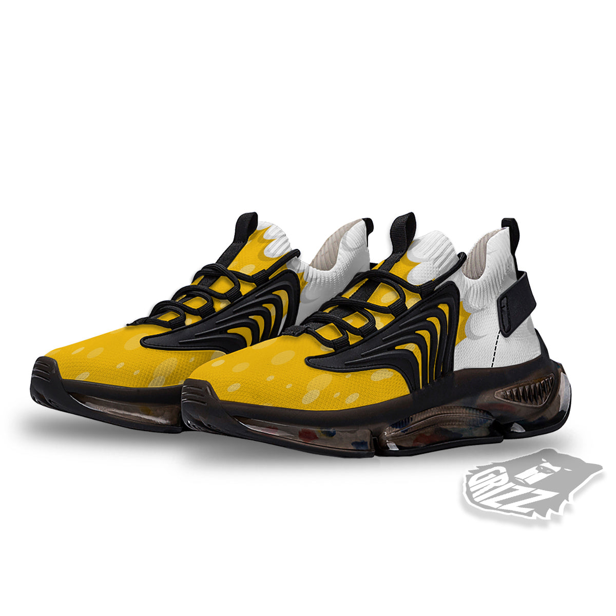 Beer Foam And Bubbles Cartoon Print Black Gym Shoes-grizzshop