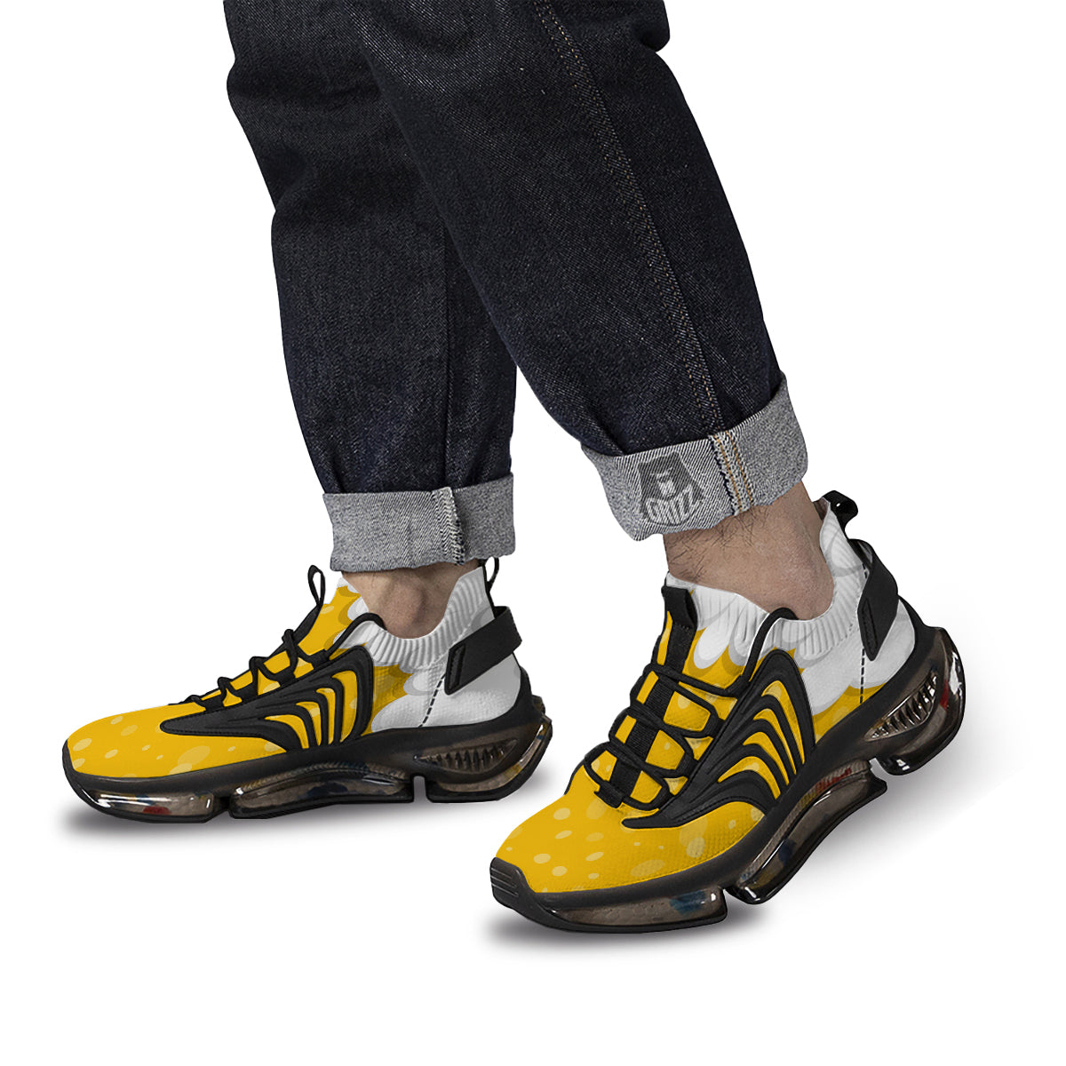 Beer Foam And Bubbles Cartoon Print Black Gym Shoes-grizzshop