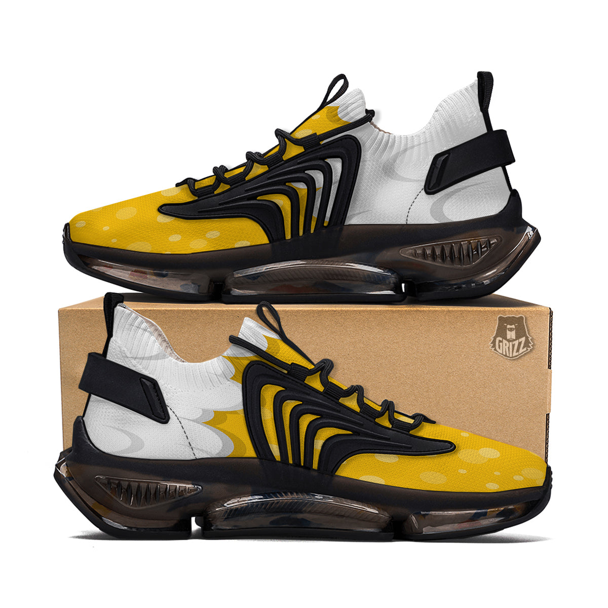 Beer Foam And Bubbles Cartoon Print Black Gym Shoes-grizzshop