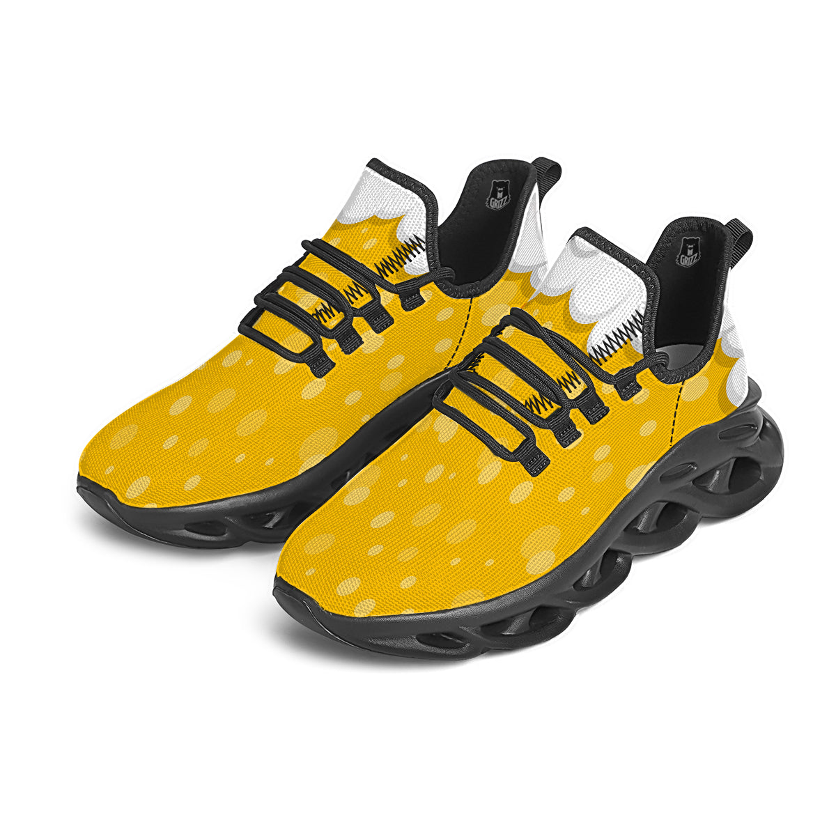 Beer Foam And Bubbles Cartoon Print Black Running Shoes-grizzshop