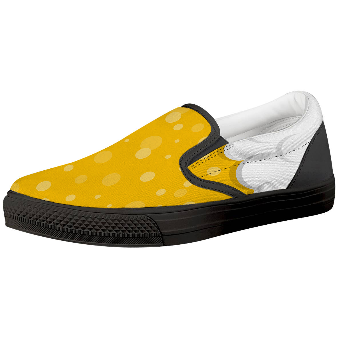 Beer Foam And Bubbles Cartoon Print Black Slip On Shoes-grizzshop