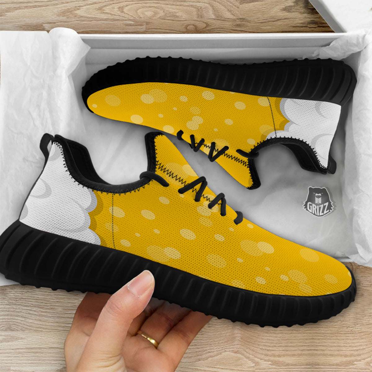 Beer Foam And Bubbles Cartoon Print Black Walking Shoes-grizzshop