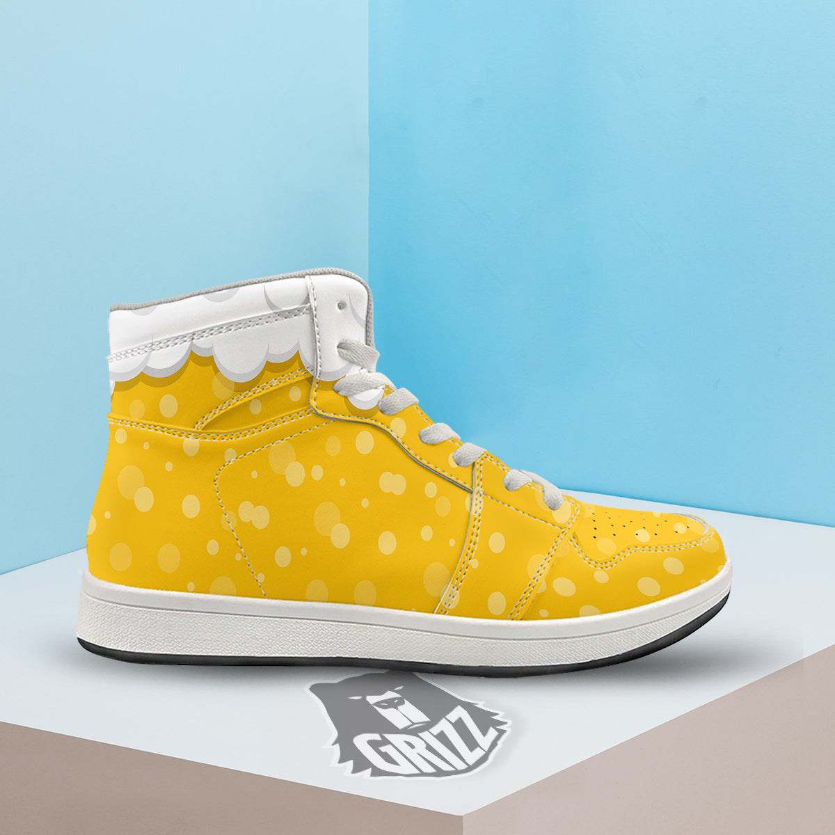 Beer Foam And Bubbles Cartoon Print High Top Sneakers-grizzshop