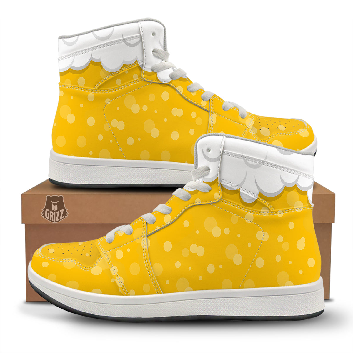 Beer Foam And Bubbles Cartoon Print High Top Sneakers-grizzshop