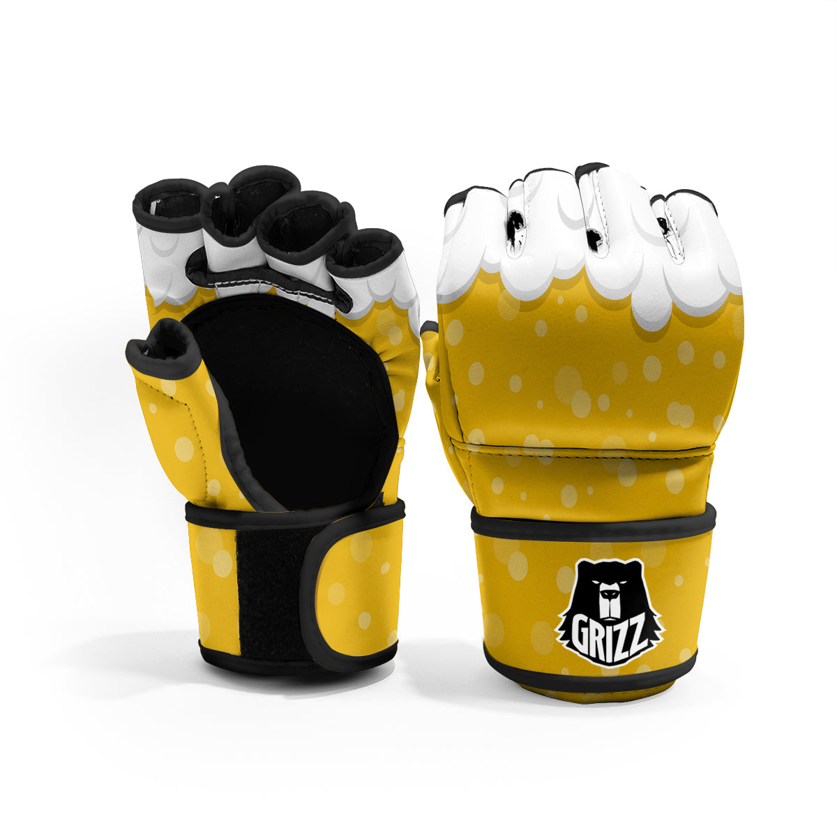 Beer Foam And Bubbles Cartoon Print MMA Gloves-grizzshop