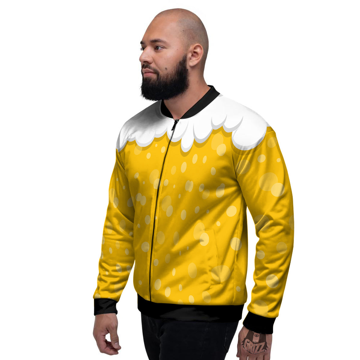 Beer Foam And Bubbles Cartoon Print Men's Bomber Jacket-grizzshop