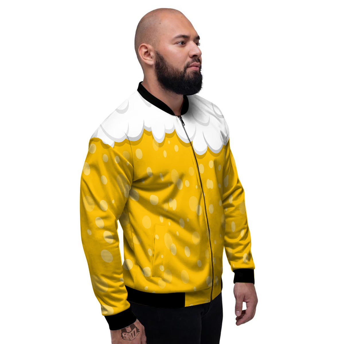 Beer Foam And Bubbles Cartoon Print Men's Bomber Jacket-grizzshop