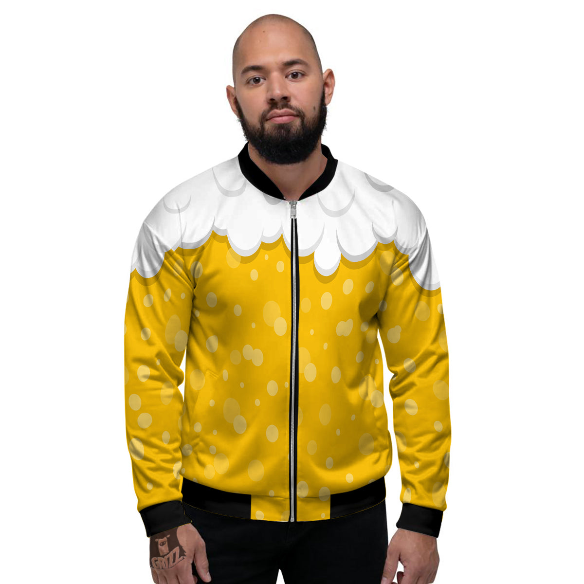 Beer Foam And Bubbles Cartoon Print Men's Bomber Jacket-grizzshop