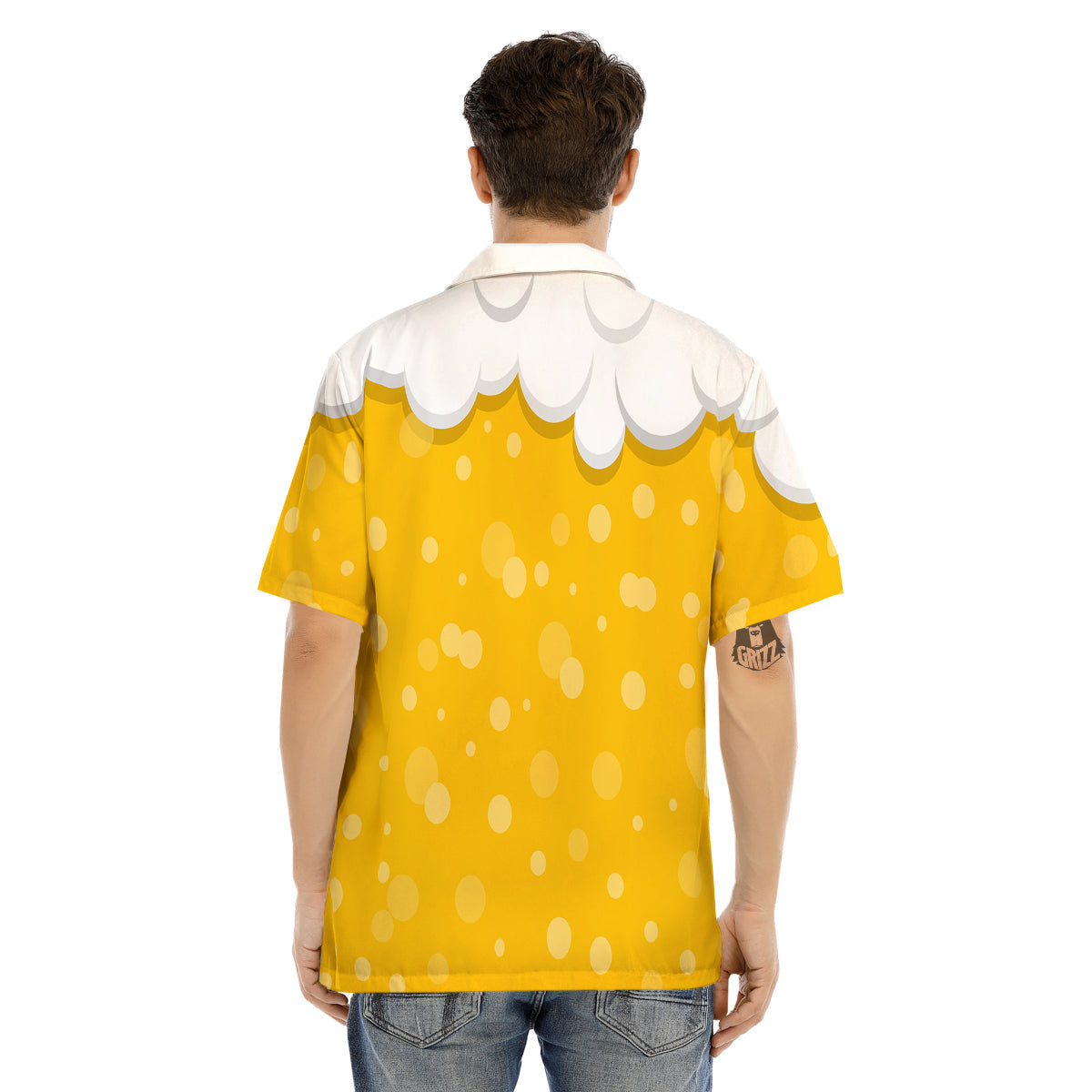 Beer Foam And Bubbles Cartoon Print Men's Hawaiian Shirt-grizzshop