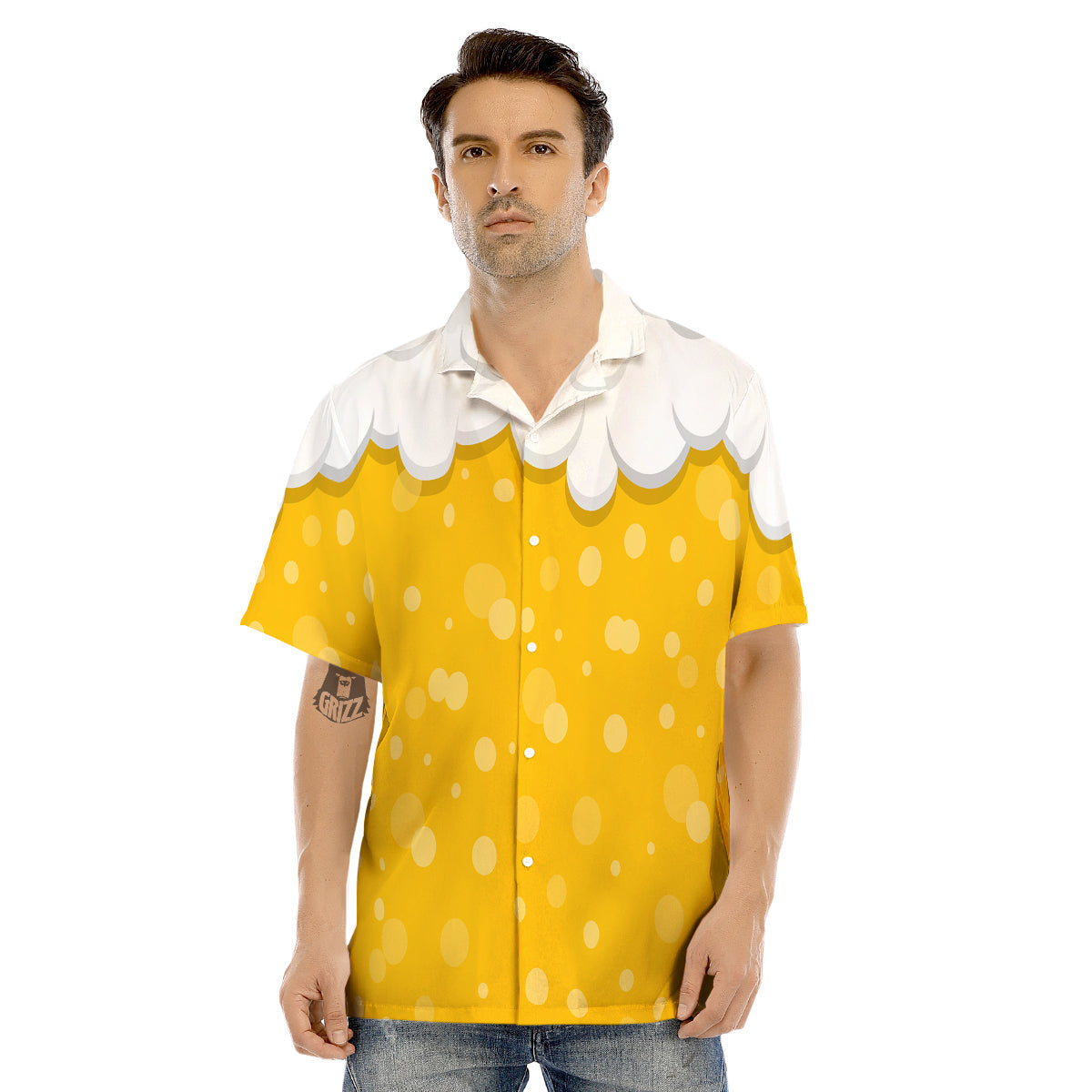 Beer Foam And Bubbles Cartoon Print Men's Hawaiian Shirt-grizzshop